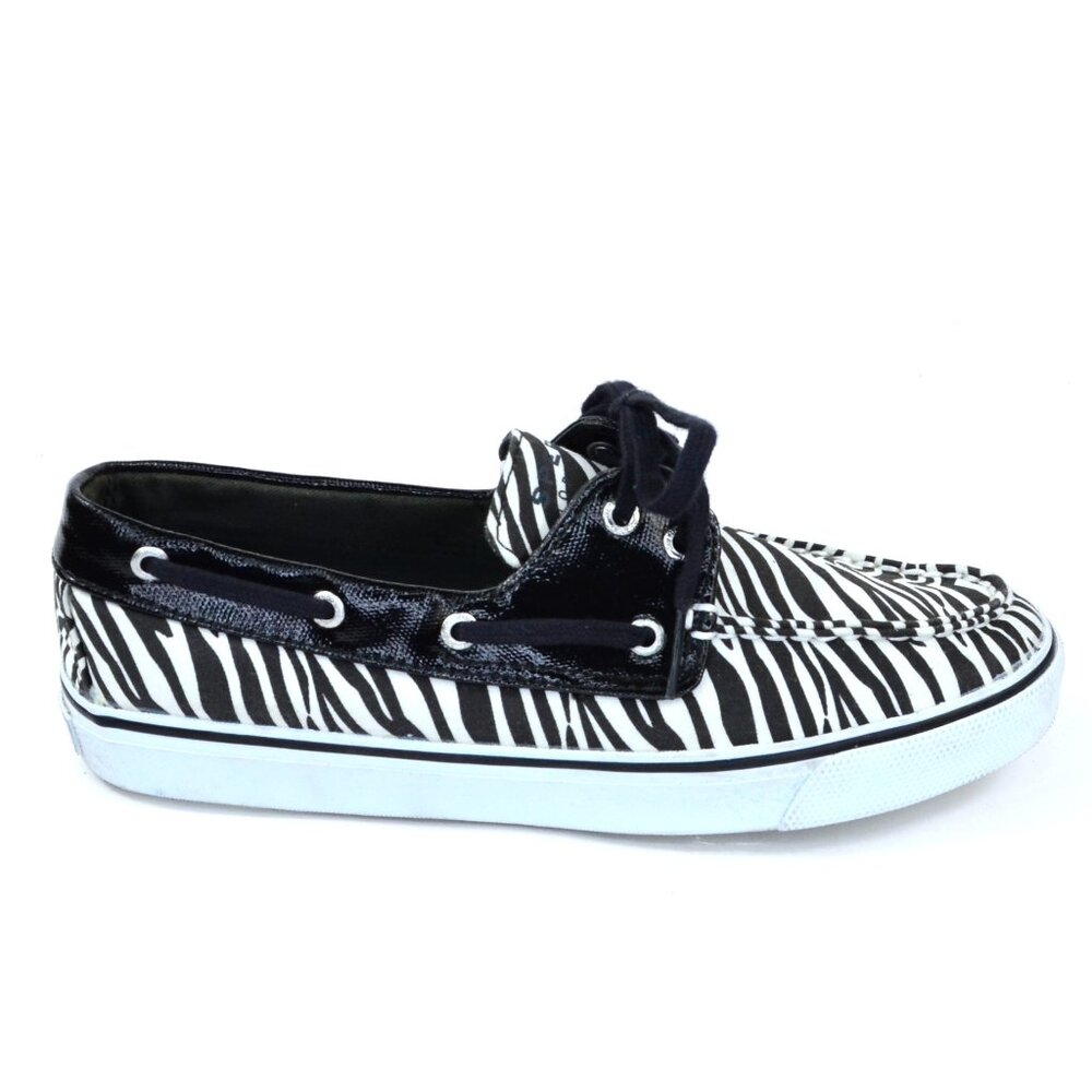 Sperry Top-Sider Women’s Size 7.5 Black & White Zebra Print Boat Shoes 9770801